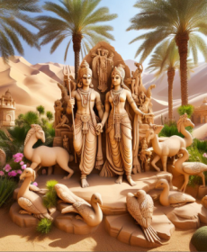 Prompt for Lord Rama and Devi Sita in Desert Oasis