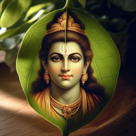 Lord Shri Rama in the leaf of Peepal tree