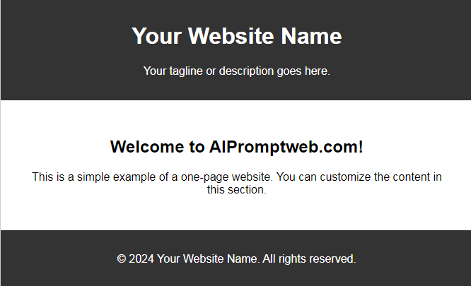 simple website page ai prompt